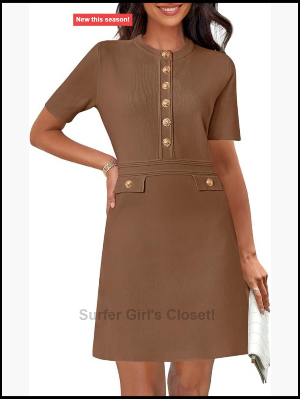 Women's Knit Bodycon Mini Dress Short Sleeve Crew Neck Business Casual